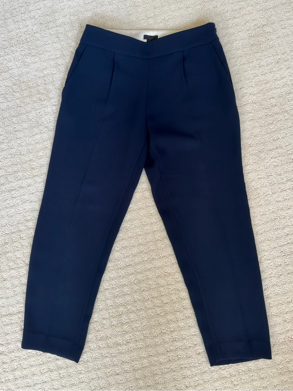 J. Crew Pleated Tailored Ankle Crop Pants, Navy, size 2